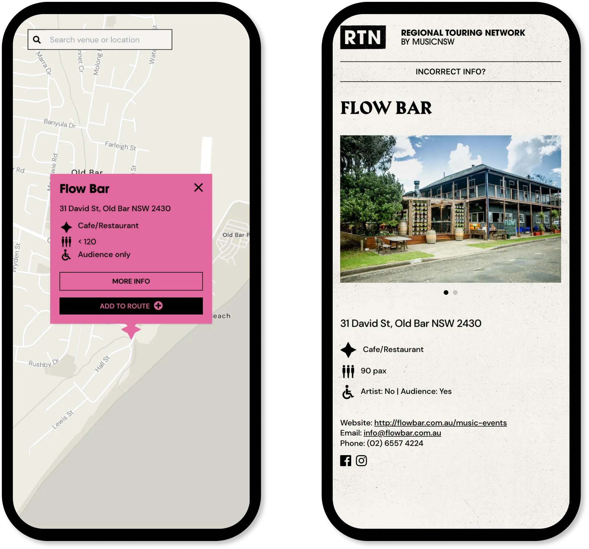 The Regional Touring Network tour planner on mobile