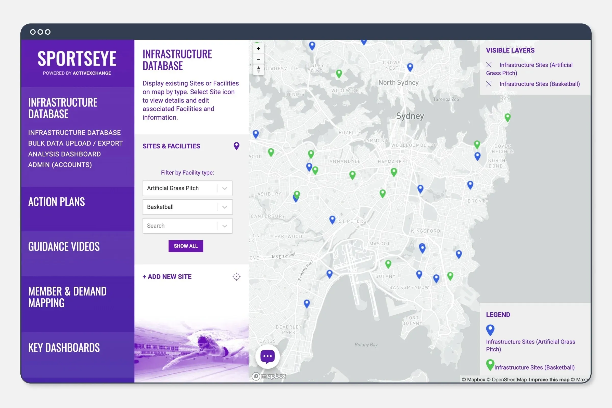 SportsEye audit view — facility condition and investment reporting